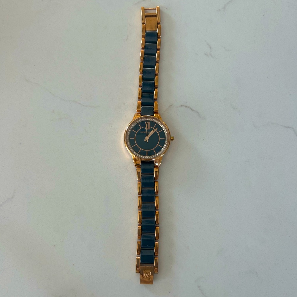 Anne Klein Women’s Premium Crystal Accented Navy and Rose Gold Women’s Watch